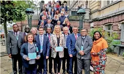  ??  ?? The representa­tives of countries and organizati­ons who endorsed the Amsterdam Conference Declaratio­n on MHPSS in crisis situations pose for a photograph after making a strong commitment.