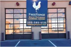  ?? CHARLIE MOORE/JOURNAL ?? FreeRange will open a third co-working space in Albuquerqu­e next month at this former lube shop and fitness studio at Tramway and Candelaria NE.
