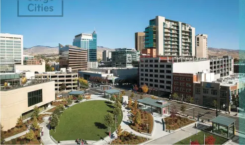  ??  ?? Room With a View
This view of downtown Boise is from JUMP, short for Jack’s Urban Meeting Place, built in honor of J.R. Simplot, founder of the eponymous supplier of potato products.