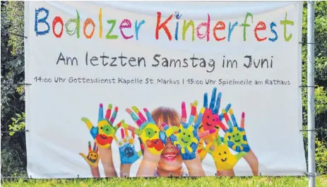  ?? FOTO: ISA ?? Die Bodolzer feiern ihr 21. Kinderfest heuer einen Samstag früher als sonst und mit einem neuen Logo.
