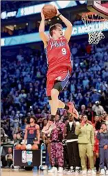  ?? Tim Nwachukwu / Getty Images ?? Mac Mcclung won the All Star Slam Dunk Contest Saturday in Salt Lake City.