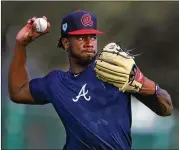  ?? CURTIS COMPTON / CCOMPTON@AJC.COM ?? Braves right-hander Touki Toussaint was roughed up by the Tigers on Thursday, allowing five runs in one inning.