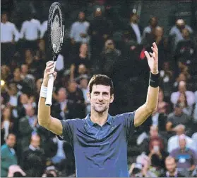  ?? FOTO: GETTY ?? Djokovic superó a Sousa (7-5, 6-1) en su estreno en el Masters 1.000 de París-Bercy