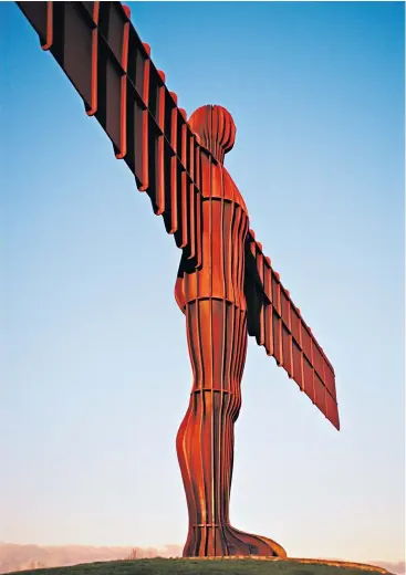  ??  ?? Gormley’s Angel of the North hints at the Christ the Redeemer statue in Rio de Janeiro, top