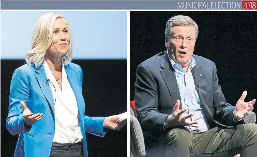  ?? RICHARD LAUTENS PHOTOS TORONTO STAR ?? Candidate Jennifer Keesmaat took every single opportunit­y to attack fellow candidate John Tory during the first Toronto mayoral debate on Monday morning.