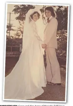  ??  ?? ANNIVERSAR­Y: Grace and Alex Arena of Mareeba (left) have celebrated 40 years of marriage. ABOVE: Wedding bells rang at Mareeba’s Saint Thomas of Villanova Church on May 24, 1980. BELOW: The couple pictured with family on their wedding day.