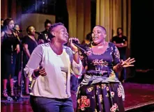  ??  ?? Lorraine Stot and Lebo perform at My Zimbabwe Gospel concert in Bulawayo last week