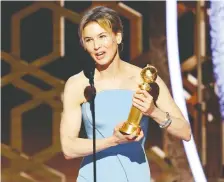  ?? PAUL DRINKWATER/NBC UNIVERSAL ?? “It’s the journey that matters, and the work that matters,” Renee Zellweger said while accepting the Golden Globe for best actress in a drama film for Judy.