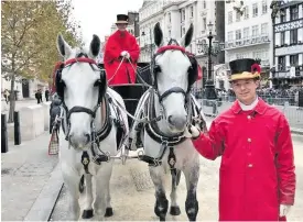  ?? ?? Stuart McClelland had the once-in-a-lifetime opportunit­y to serve Queen Elizabeth as livery and footman at the Royal Mews at Buckingham Palace.