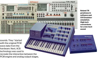  ?? ?? Roland TR greatness in software and UVI Emulator emulation. High tech conversion­s for a low-tech sound