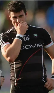  ??  ?? Sligo’s Pat Hughes after the full-time whistle in Navan.