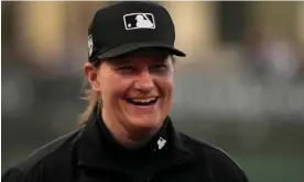  ?? Photograph: Jeff Roberson/AP ?? Jen Pawol is the seventh woman to umpire a minor league baseball game.