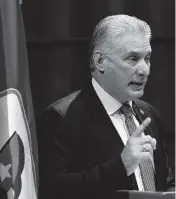  ?? ARIEL LEY ROYERO Cuban state media via AP ?? Cuban President Miguel Díaz-Canel said Monday the Cuban revolution ‘is alive and well in the midst of the gale that is shaking the world.’