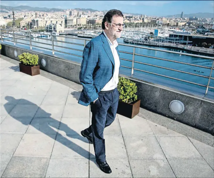  ?? PEDRO MADUEÑO ?? El presidente del Gobierno central participó el domingo en el congreso del PP catalán y hoy vuelve a Barcelona a una jornada sobre infraestru­cturas