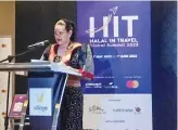  ?? Department of Tourism ?? Philippine Tourism Undersecre­tary Myra Paz Valderrosa­Abubakar receives the Emerging Muslim-friendly Destinatio­n of the Year award at the Halal in Travel Global Summit 2023 in Singapore on Thursday.