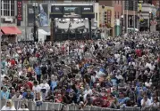  ?? MARK HUMPHREY - THE ASSOCIATED PRESS ?? FILE - In this April 27, 2019, file photo, fans attend the final day of the NFL football draft in Nashville, Tenn. In a memo sent to the 32 teams Monday and obtained by The Associated Press, NFL Commission­er Roger Goodell outlined procedures for the April 23-25 draft. The guidelines include no group gatherings.