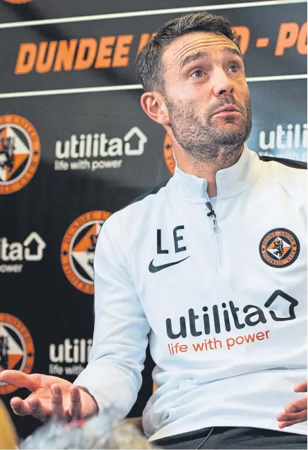  ?? SNS Group. Picture: ?? Dundee United interim manager Laurie Ellis cautions it will not be easy to get the team winning again.