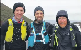  ?? ?? Kevin Lenihan, Liam O’Donnell and Robert Cunningham at the Knockmeald­owns Half Marathon last Saturday.