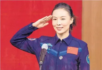  ?? GETTY-AFP ?? Col. Wang Yaping, currently on a six-month space mission, is China’s second female astronaut in space.