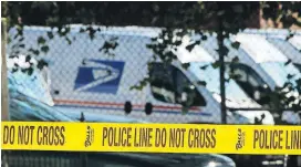  ?? [AP PHOTO] ?? Police tape cordons off a post office Thursday in Wilmington, Del. A law enforcemen­t official said suspicious packages addressed to former Vice President Joe Biden were intercepte­d at Delaware mail facilities in New Castle and Wilmington and were similar to crude pipe bombs sent to former President Barack Obama, Hillary Clinton and CNN.