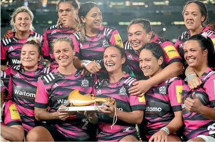  ?? GETTY IMAGES ?? The Chiefs women celebrate after beating the Blues in their historic fixture at Auckland’s Eden Park.