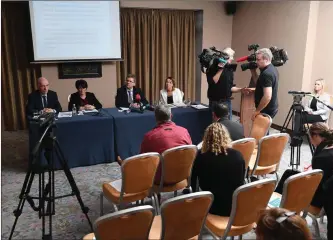  ?? Photo Domnic Walsh ?? Fearghal Grimes General Manager UHK, Dr Clare O’Brien, Dr Gerard O’Callaghan SIMT Chair and Celia Cronin of the SSWHG brief the media on the findings of the UHK scan review.