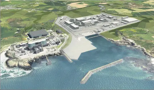  ??  ?? ● Wylfa Newydd (artist’s impression pictured) is on hold but Anglesey council chiefs still aim to boost housing stock by 500 over the next 30 years