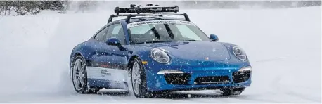  ?? BRENDAN McALEER/For Postmedia News ?? Want to learn how to drive in the snow? Spend a few thousand and enrol in the Porsche Camp4 Winter Driving Experience.