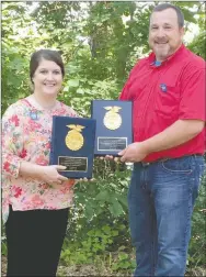  ?? COURTESY PHOTO ?? Sarah Hale received the Outstandin­g Young Member award and Kevin Barenberg was awarded the Outstandin­g Teacher award at the 88th Arkansas FFA State Convention in Hot Springs earlier this month. Both are agricultur­e teachers and FFA advisors for Lincoln...