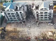  ?? LIAN ZHEN / XINHUA ?? An aerial photo of the residentia­l buildings damaged in dual blasts in Baotou, Inner Mongolia autonomous region, on Saturday.