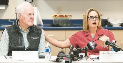  ?? RANDY HOEFT/THE YUMA SUN ?? Sen. John Cornyn, R-Texas, left, and Sen. Kyrsten Sinema, I-Ariz., visited the southern border earlier this week.