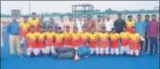  ?? RSSF ?? Sports College ‘A’ team members pose after winning the hockey ▪ tournament in Lucknow on Sunday.