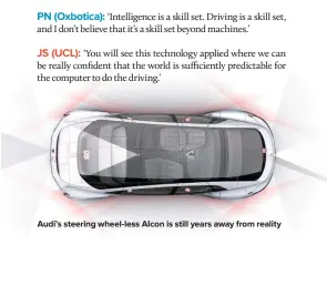 ??  ?? Audi’s steering wheel-less AIcon is still years away from reality