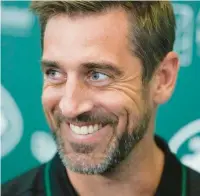  ?? SETH WENIG/AP ?? New York Jets’ quarterbac­k Aaron Rodgers talks to reporters at the Jets’ training facility in Florham Park, N.J., on April 26.