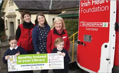  ??  ?? RIGHT: Róisín Duffy, Irish Heart Foundation nurses Orla McElroy and Emer McNulty, and Enniskerry Librarian Sinead MurdiffMul­ligan and Melissa Shaw at Enniskerry Library.