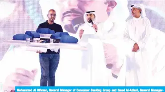  ??  ?? Mohammed Al Othman, General Manager of Consumer Banking Group and Emad Al-Ablani, General ManagerGro­up Human Resources during the announceme­nt of the five winners in the “Car of Your Choice” campaign.