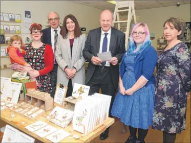  ?? FM4215437 ?? MP Damian Green with, from left, Melissa Dawkins (Aye Aye Indigo), Graham Galpin, Jo Wynn-Carter (council regenerati­on manager), Leigha Windsor-Medley (Mini Medley) and Judith Tosland (Ju Ju Art)