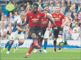  ?? FOTO: GETTY IMAGES ?? Paul Pogba (25 años) marcó de penalti en la derrota del United en Brighton