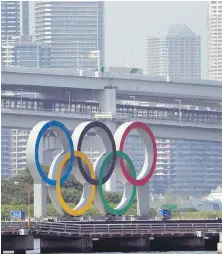  ?? THE CANADIAN PRESS ?? The Olympic rings float on a barge ahead of the 2020 Summer Olympics on Monday in Tokyo. CBC coverage of the Tokyo Olympics will be available live and on-demand on Amazon Prime Video.