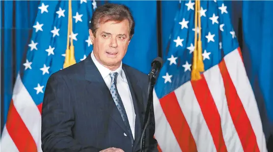  ?? CHIP SOMODEVILL­A/AFP ?? Manafort, en el hotel Mayflower, de Washington, donde se presentó Trump en abril.