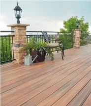  ??  ?? Composite decking materials can look very smart and are durable and easy to care for.