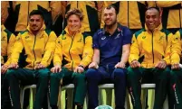  ?? BRENDAN MORAN/SPORTSFILE ?? Head coach Michael Cheika with his players at the Australian captain’s run in Brisbane yesterday