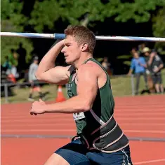  ??  ?? Manawatu’s Ben Langton-burnell won the New Zealand men’s javelin title at the national track and field championsh­ips at Hamilton at the weekend.