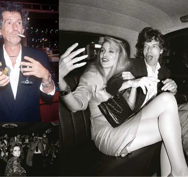  ??  ?? Clockwise from bottom left
Paula Yates and Steve Strange from 1982; The Queen and Joan Collins at the Royal Albert Hall in 1982; Ronnie Wood and Rod Stewart in 2012; Bruce Springstee­n performs in Hammersmit­h, 1975; Keith Richards in the Cobden Club...