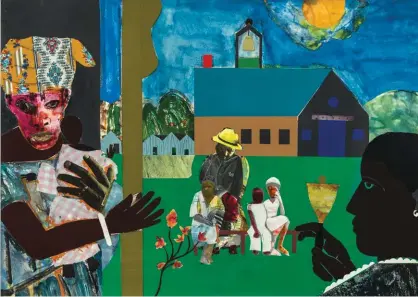  ??  ?? Romare Bearden (1911-1988), Profile/part I, The Twenties: Mecklenber­g County, School Bell Time, 1978. Collage on board. Kingsborou­gh Community College, The City University of New York. © Romare Bearden Foundation/vaga at Artists Rights Society (ARS), New York. Photo by Paul Takeuchi.