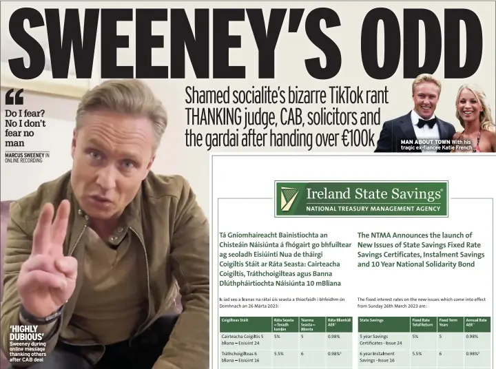  ?? ?? ‘HIGHLY DUBIOUS’ Sweeney during online message thanking others after CAB deal