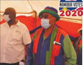  ?? Photo: Steven Klukowski ?? Inspiratio­nal… Vice President Nangolo Mbumba and his wife Sustjie attended the Swapo rally in Aroab last weekend.