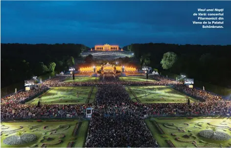  ??  ?? Visul unei Nopți de Vară: concertul
Filarmonic­ii din Viena de la Palatul
Schönbrunn.