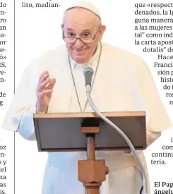  ?? REUTERS ?? El Papa durante el ángelus del 6 de enero