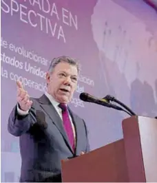  ?? |CORTESÍA PRESIDENCI­A ?? Juan Manuel Santos en el foro ‘Nuevo campo de juego: una mirada en prospectiv­a’.